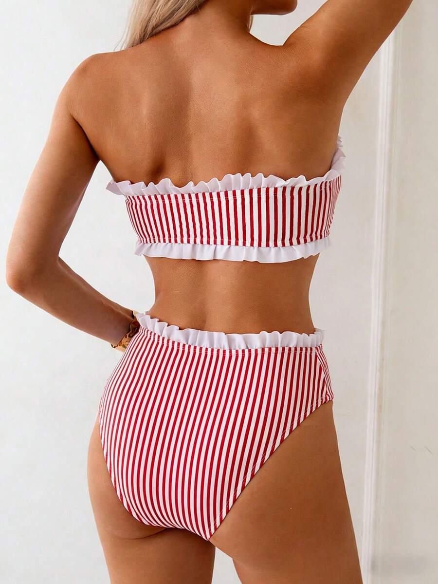 SWIM BASICS DWUCZĘŚCIOWY STRÓJ KĄPIELOWY WZÓR PASKI S09__XL