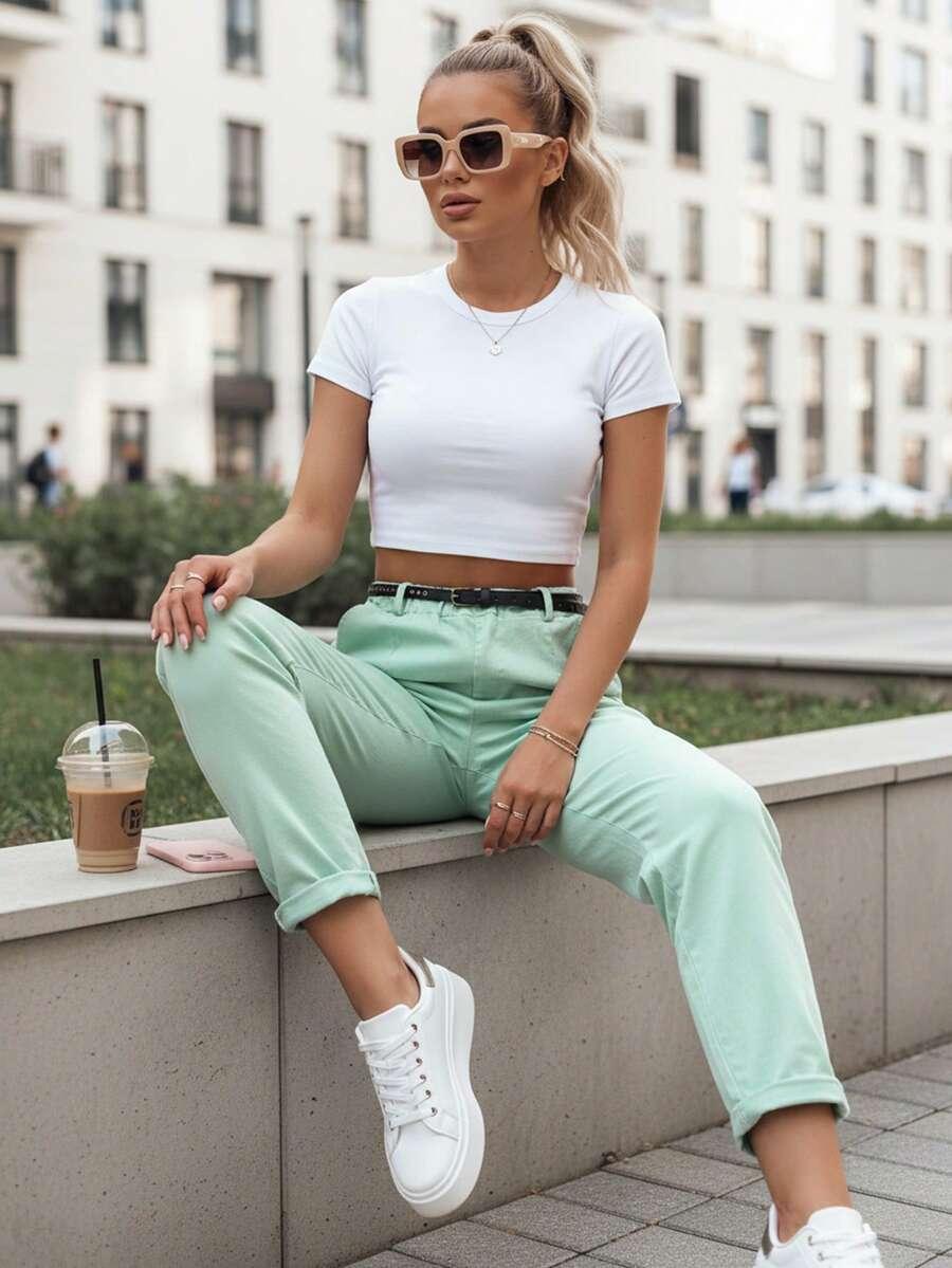 SHEIN ZIELONE SPODNIE CASUAL PK01__M