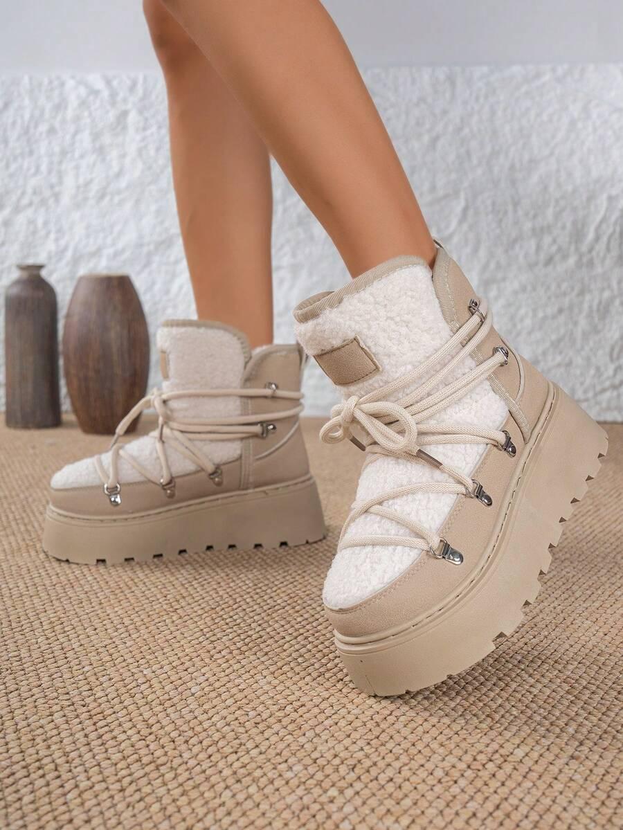 SHEIN BEŻOWE ŚNIEGOWCE FUTERKO W01__38