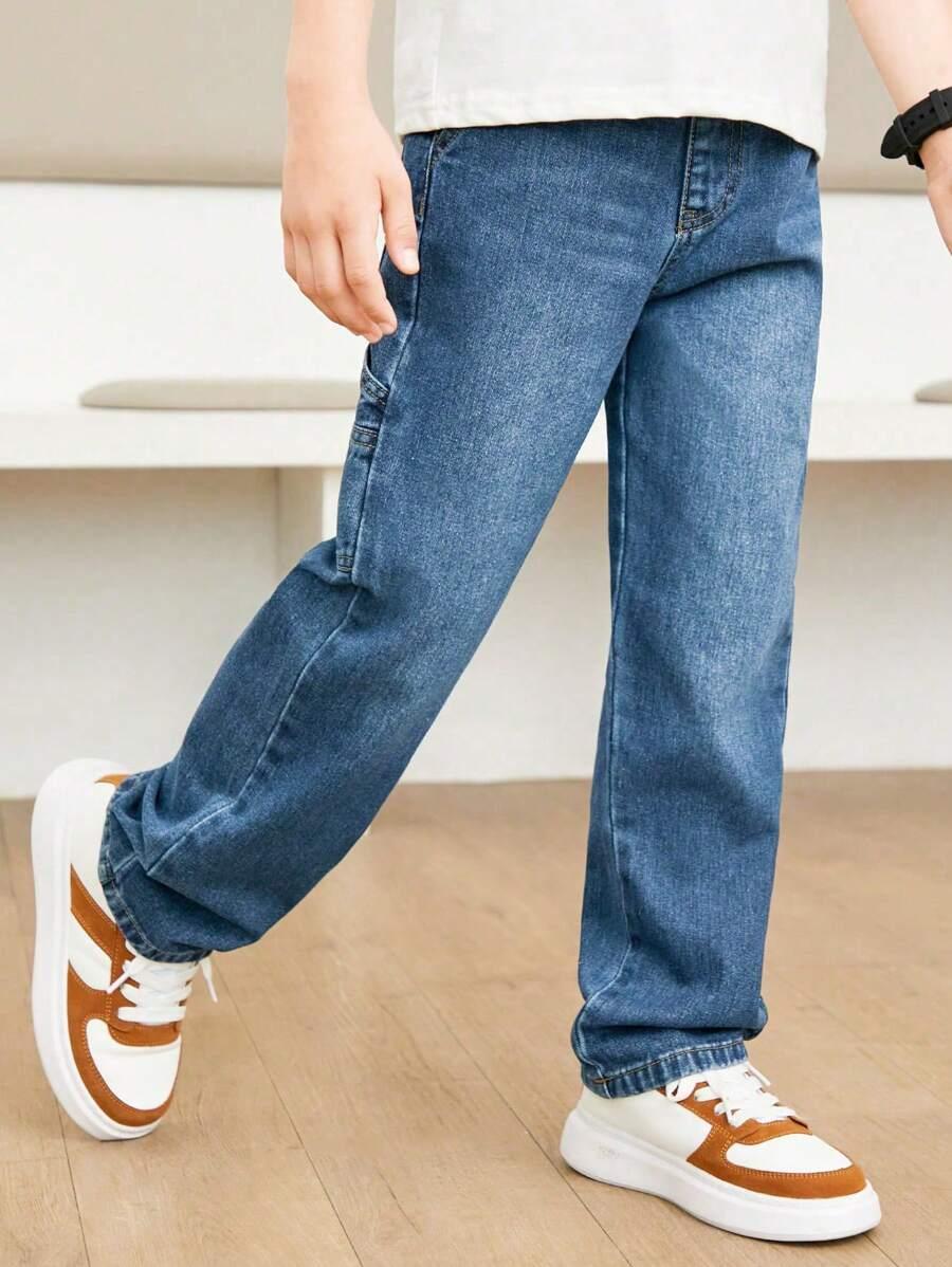 SHEIN NIEBIESKIE SPODNIE JEANSOWE S06__152-158