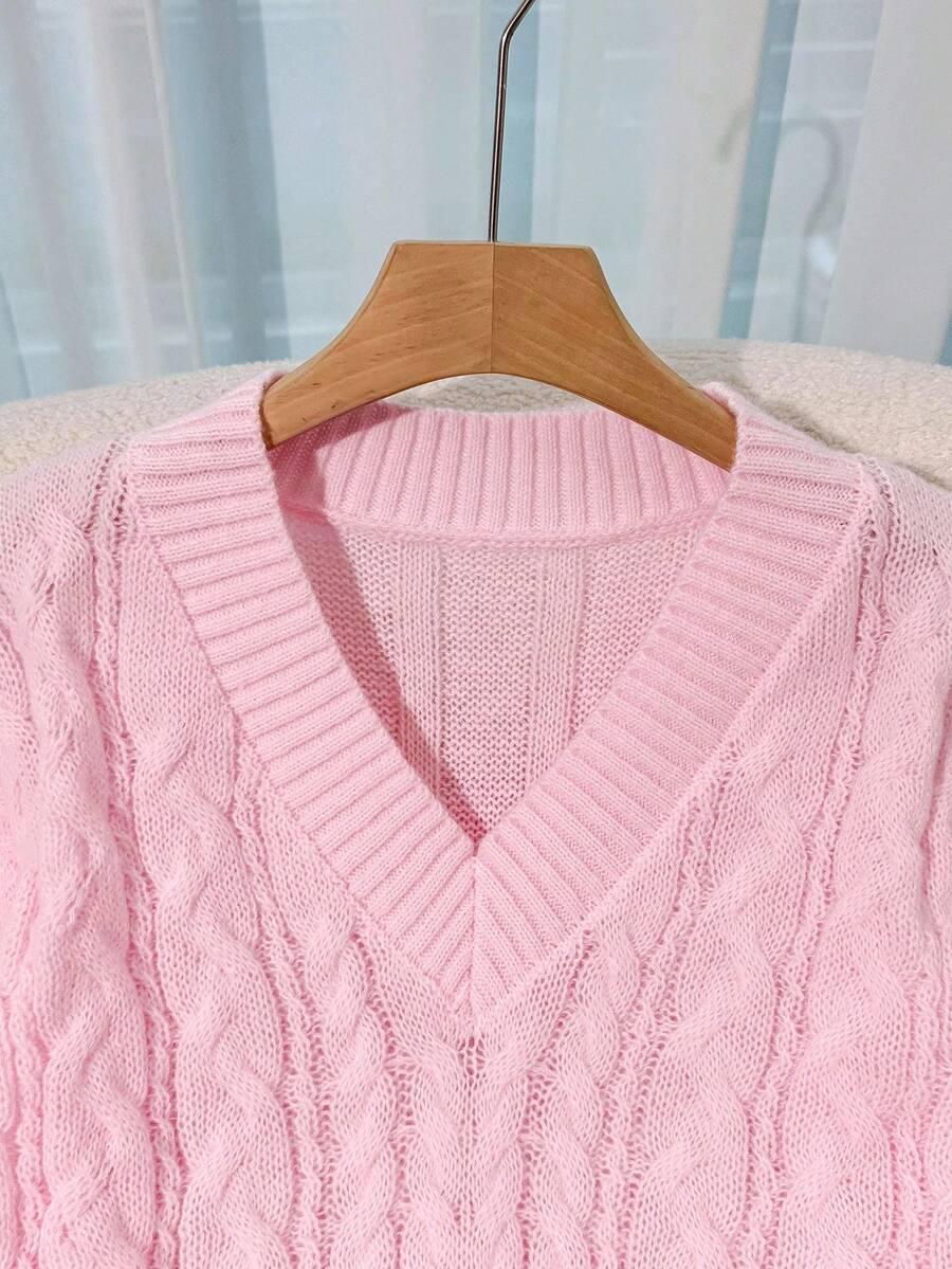 SHEIN RÓŻOWY SWETER V-NECK S06__XXL