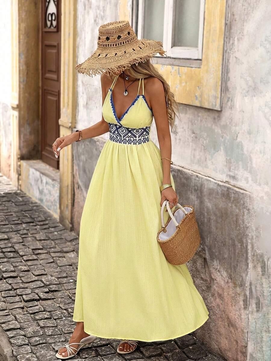 BRILLORA ŻÓŁTA MAXI SUKIENKA S06__M