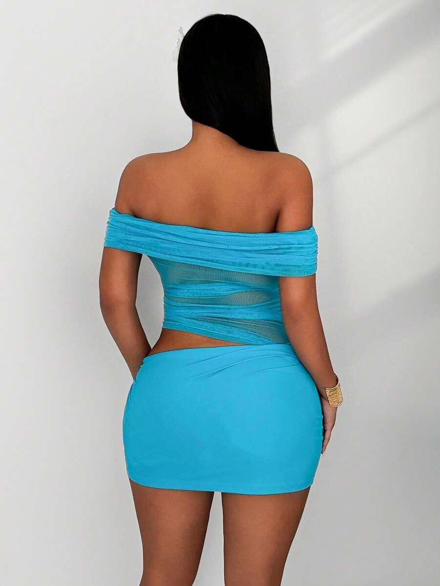 ZOLIQUE NIEBIESKA MINI SUKIENKA S06__S