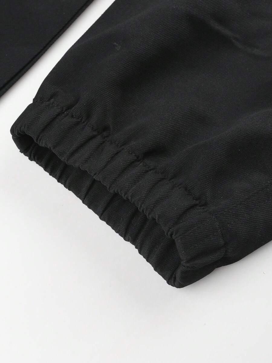 SHEIN CZARNE SPODNIE BOJÓWKI WZÓR PRINT S06__128-134