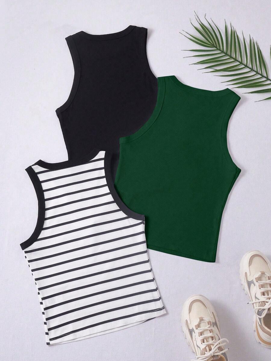 SHEIN TOP BEZ RĘKAWÓW 3 PACK S06__M