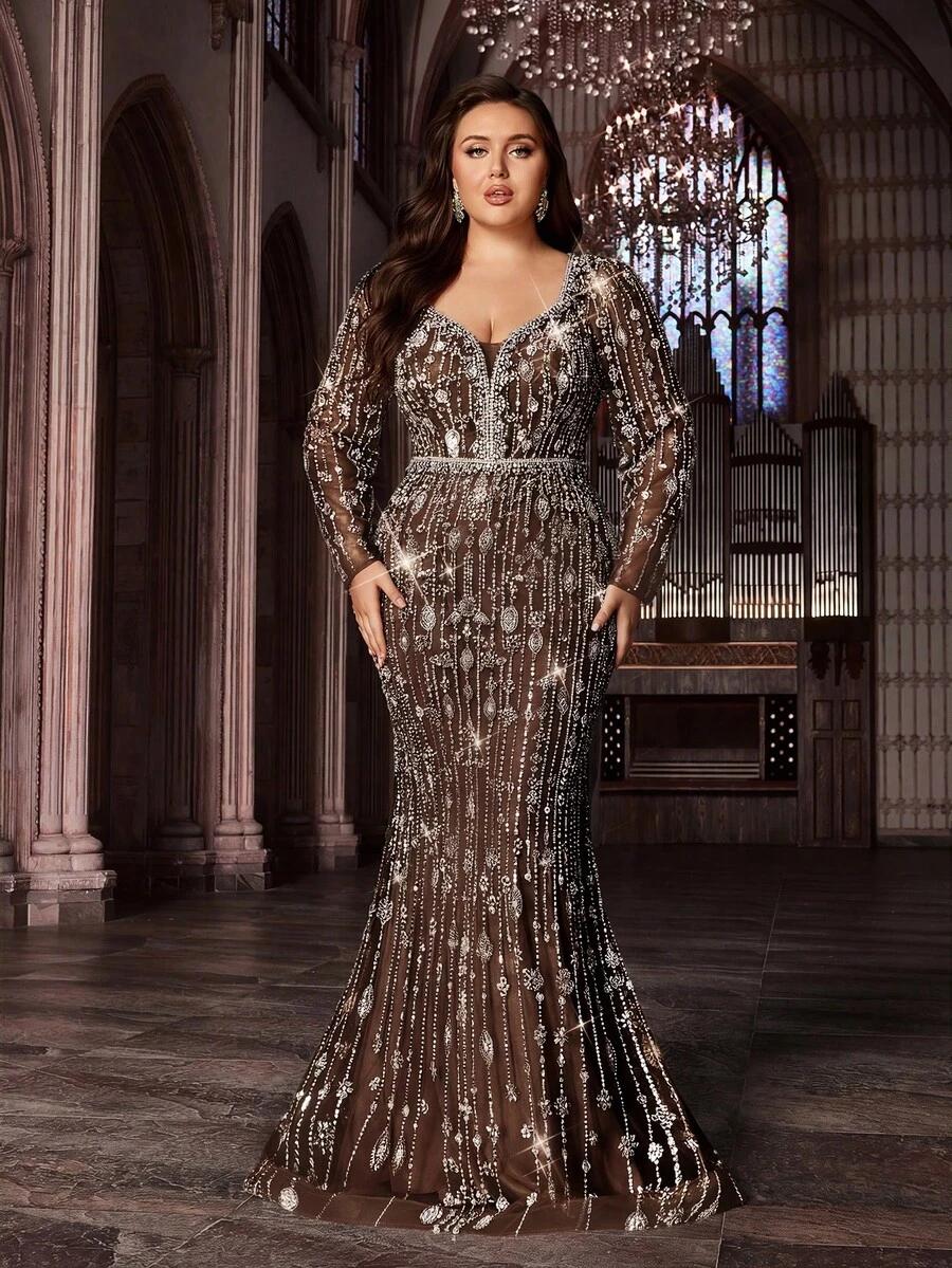 SHEIN BRĄZOWA MAXI SUKIENKA S06__50