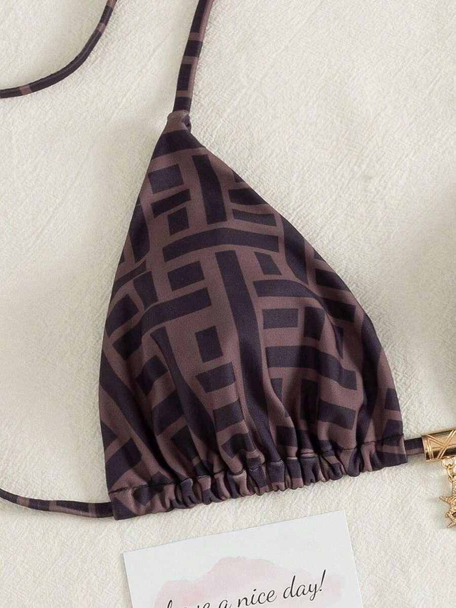 SHEIN BRĄZOWY STRÓJ KĄPIELOWY S09__XL