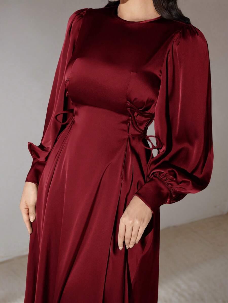 SHEIN BORDOWA SATYNOWA MAXI SUKIENKA S06__XL