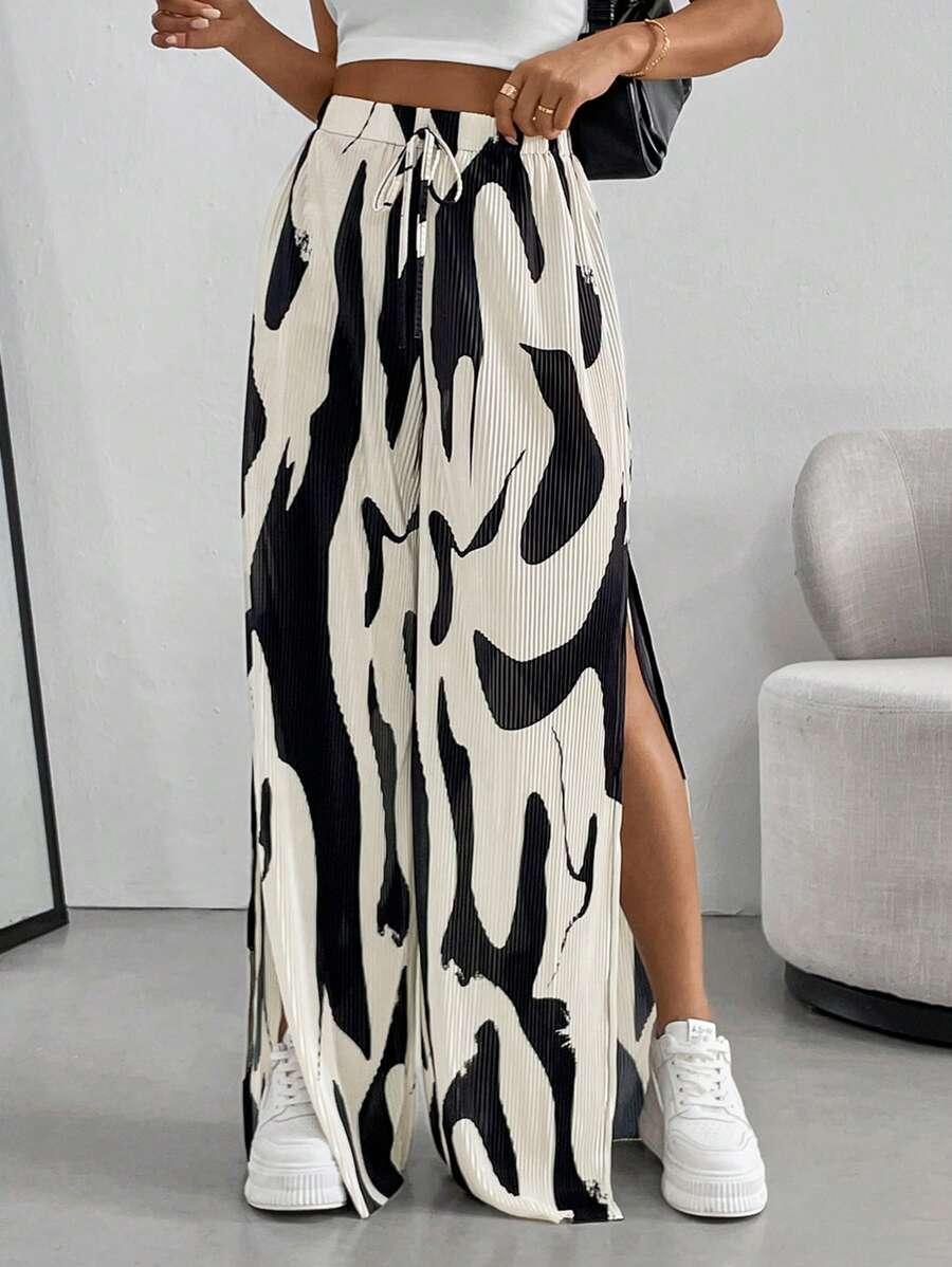 SHEIN PLISOWANE SPODNIE KONTRAST ROZCIĘCIA S06__S