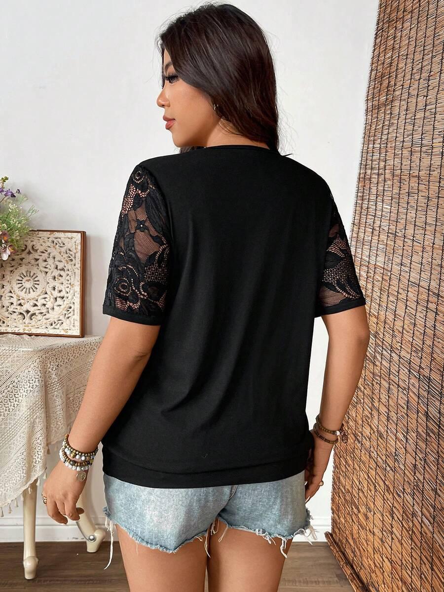 SHEIN CZARNA BLUZKA KRÓTKI RĘKAW S06__50