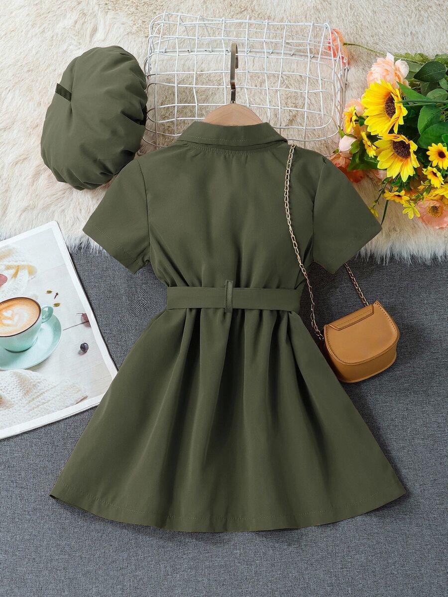 SHEIN ZIELONA SUKIENKA KRÓTKI RĘKAW S06__104-110