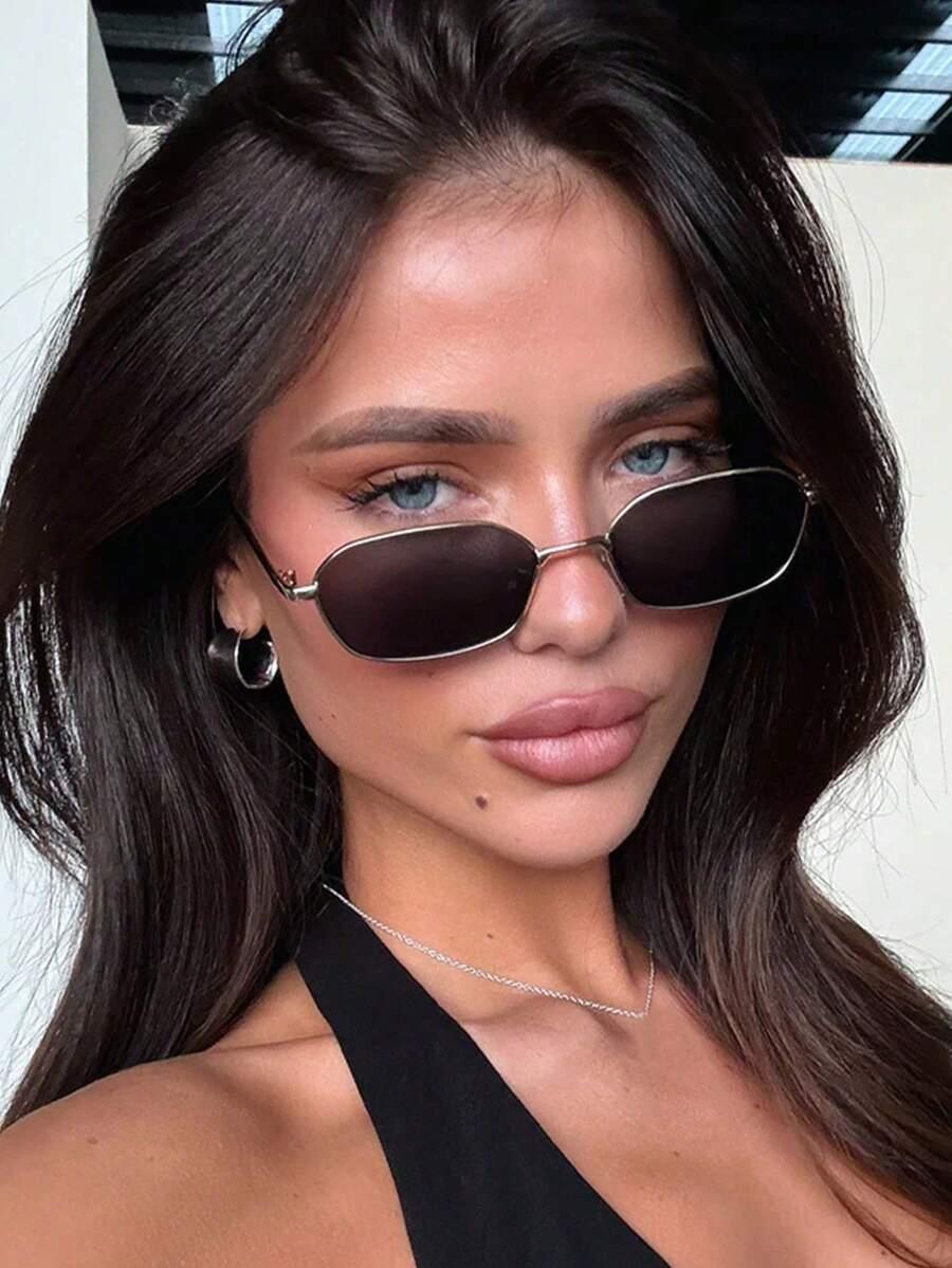 SHEIN ZŁOTE OKULARY PRZECIWSŁONECZNE S07