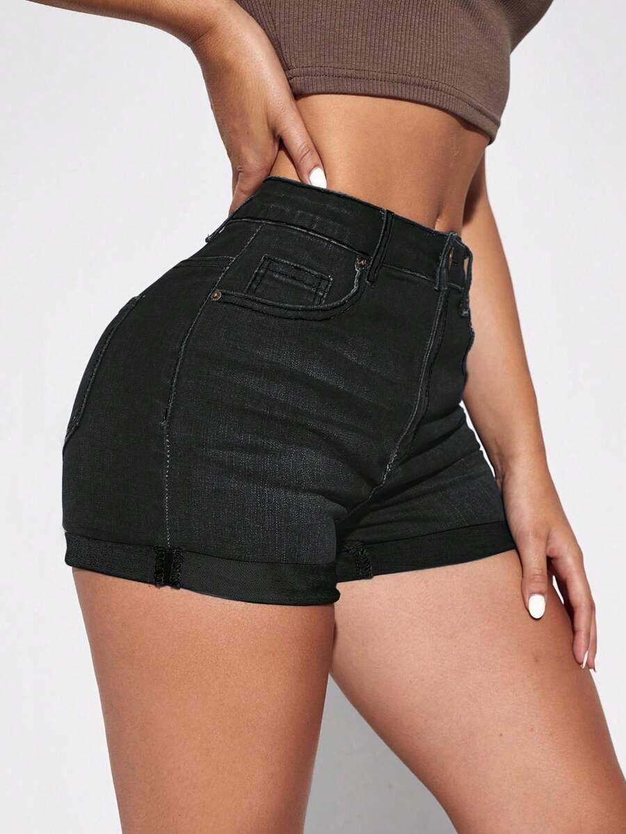 SHEIN CZARNE SPODENKI JEANS S06__XS