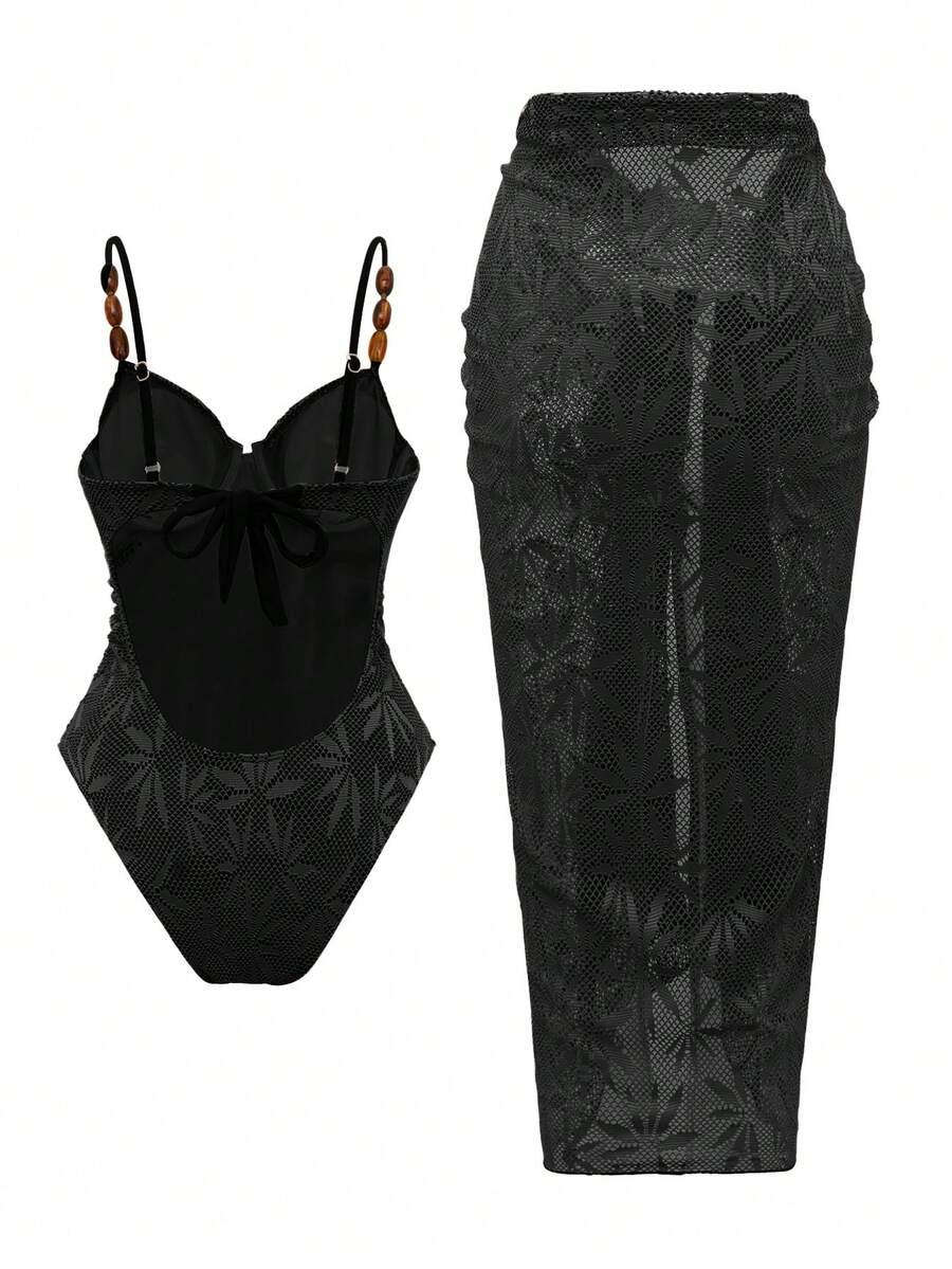 SHEIN KOSTIUM KĄPIELOWY PAREO KOMPLET S09__L