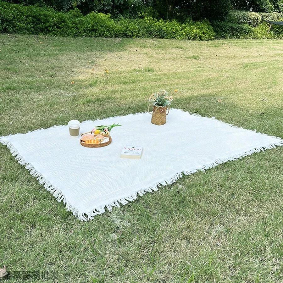 SHEIN BIAŁY KOC PIKNIKOWY S07__90X90CM
