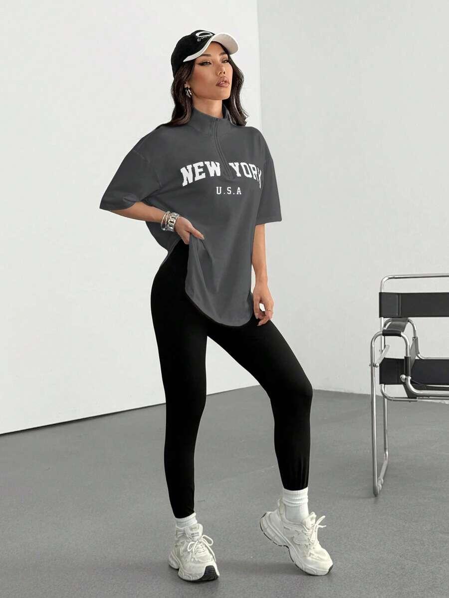 SHEIN T-SHIRT LEGGINSY KOMPLET S06__M