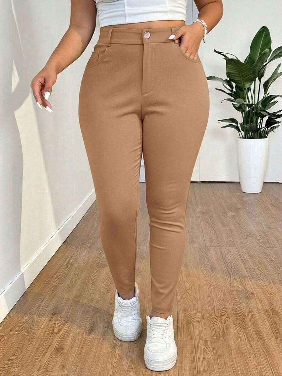 SHEIN BRĄZOWE SPODNIE RURKI S06__46