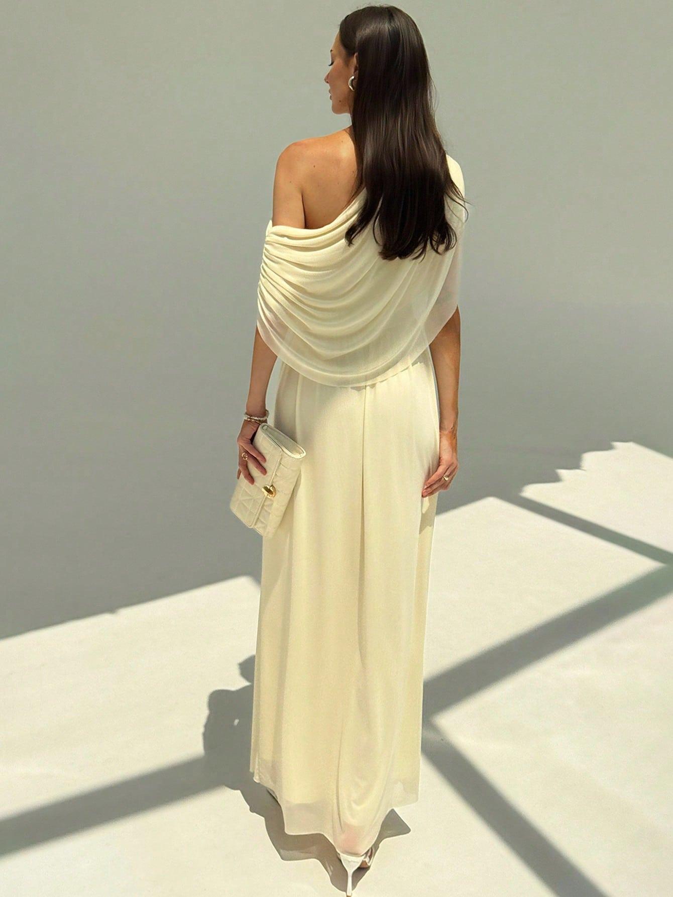 SHEIN KREMOWA MAXI SUKIENKA S06__L