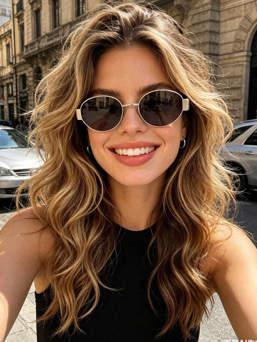 SHEIN OKULARY PRZECIWSŁONECZNE ZŁOTE OPRAWKI S07