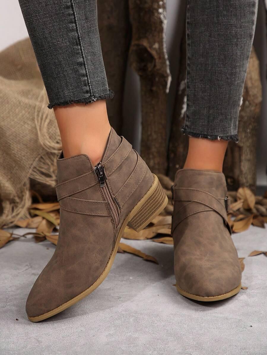 SHEIN BRĄZOWE BOTKI ZAMEK W01__40,5