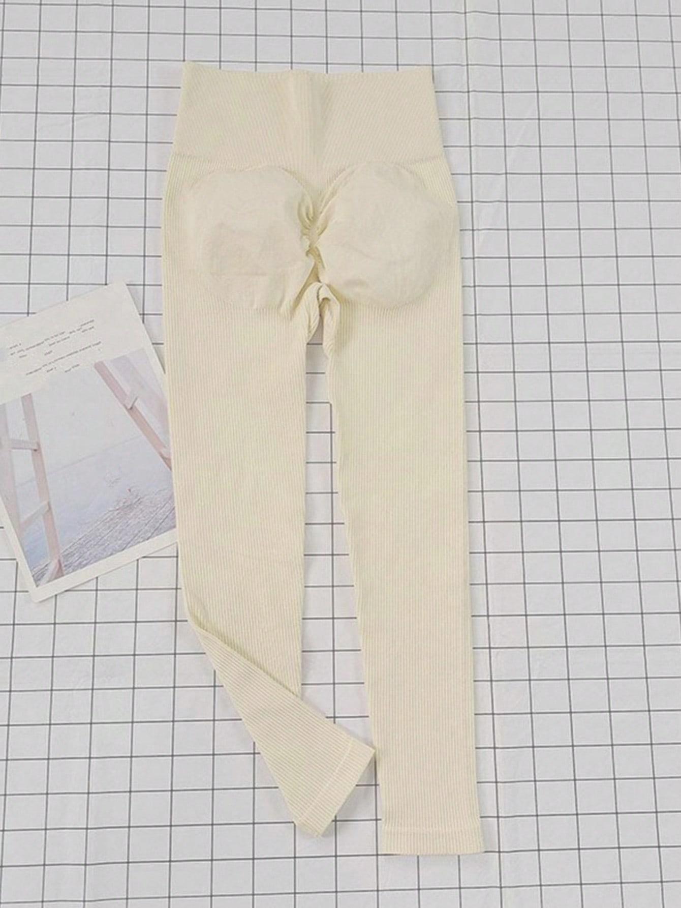 SHEIN BEŻOWE LEGGINSY WYSOKI STAN S06__M