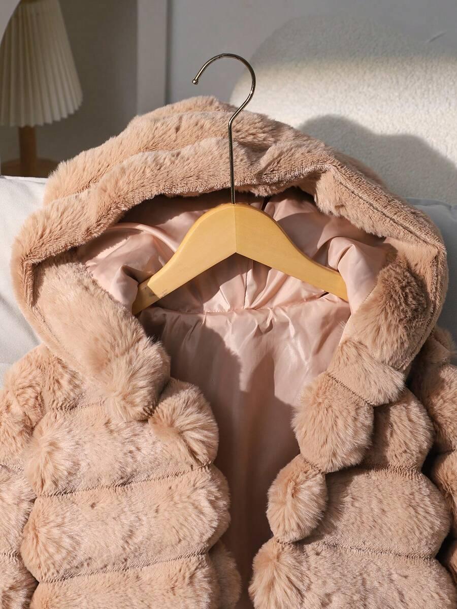 SHEIN BEŻOWA KURTKA SZTUCZNE FUTERKO S06__98-104