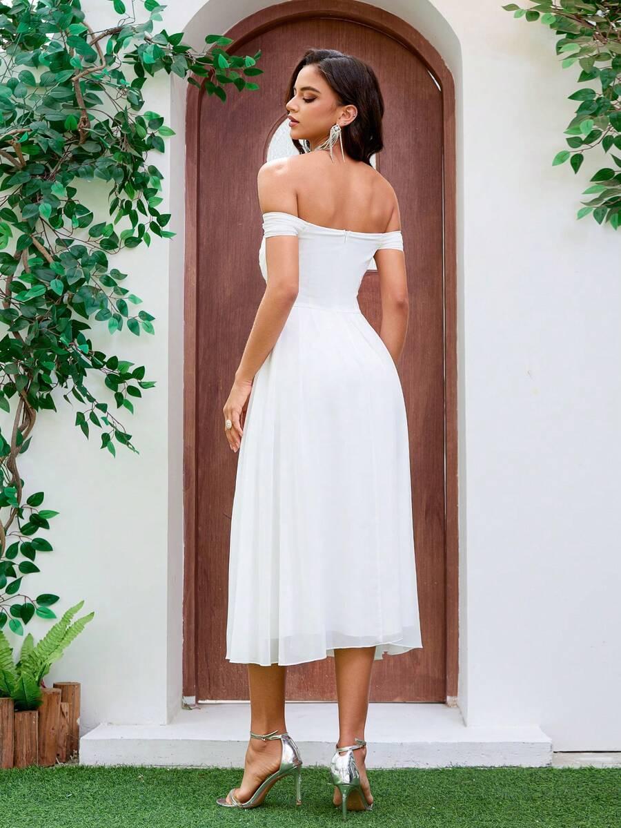 SHEIN BIAŁA SUKIENKA MIDI S06__M