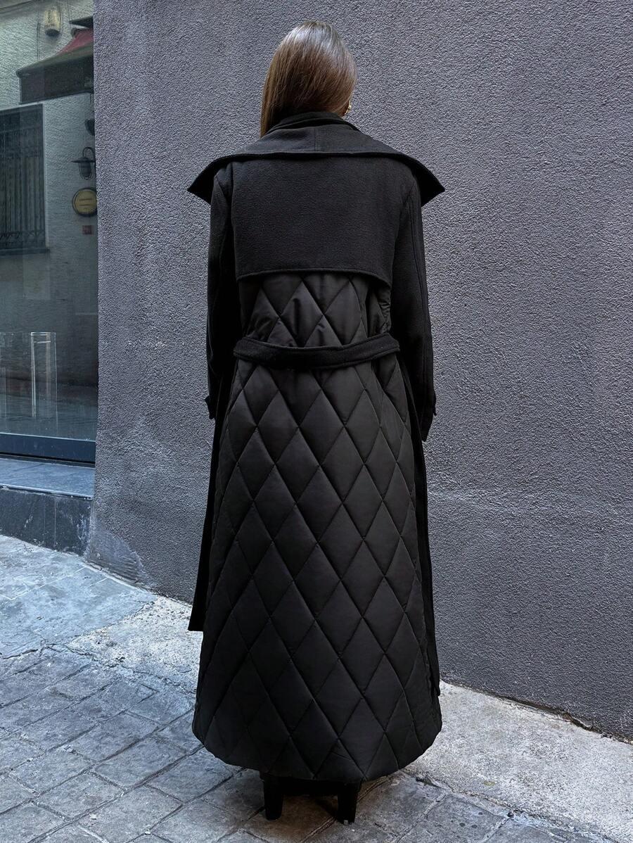 SHEIN CZARNY PIKOWANY PŁASZCZ W01__XS