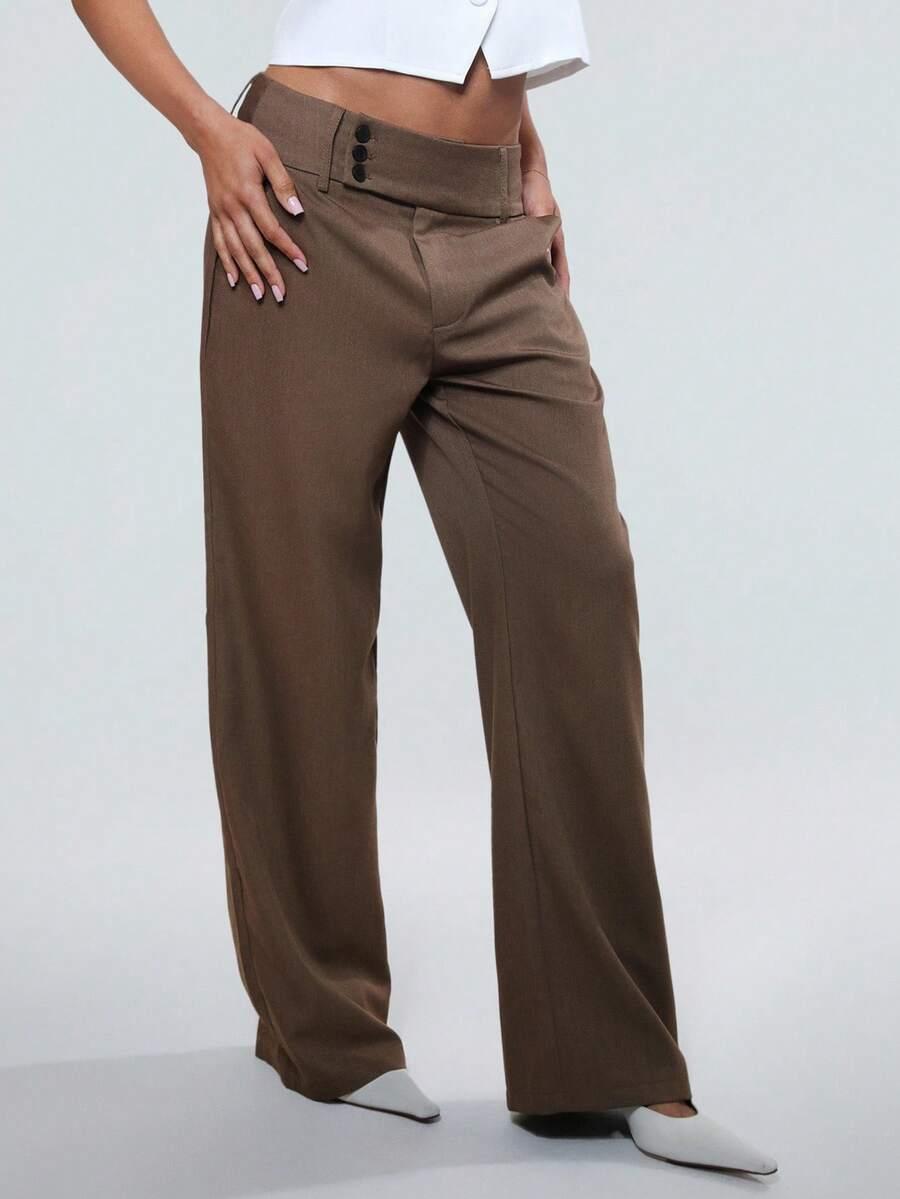 SHEIN BRĄZOWE SPODNIE ELEGANCKIE S06__S