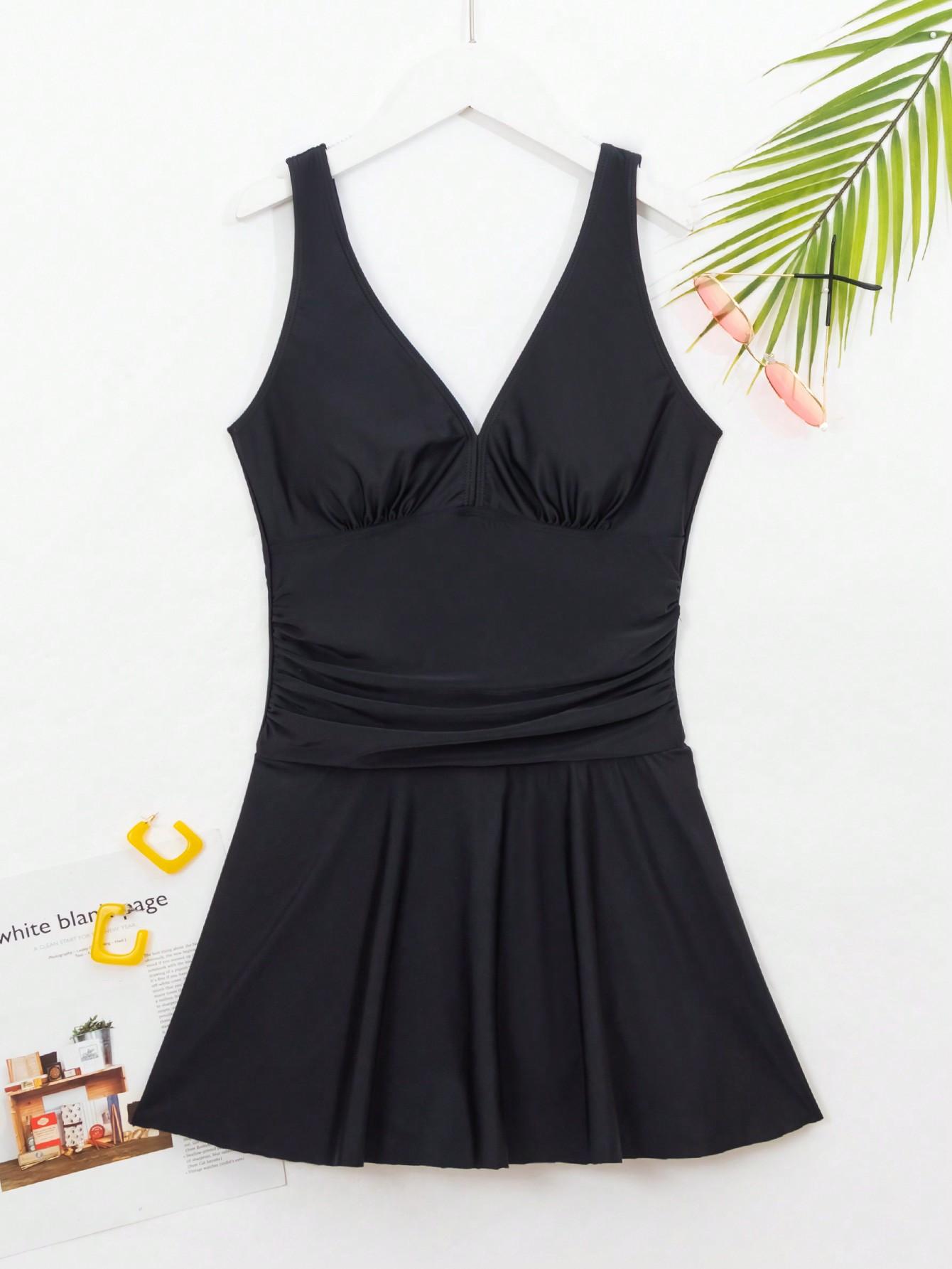 SHEIN CZARNY JEDNOCZĘŚCIOWY STRÓJ KĄPIELOWY S09__L