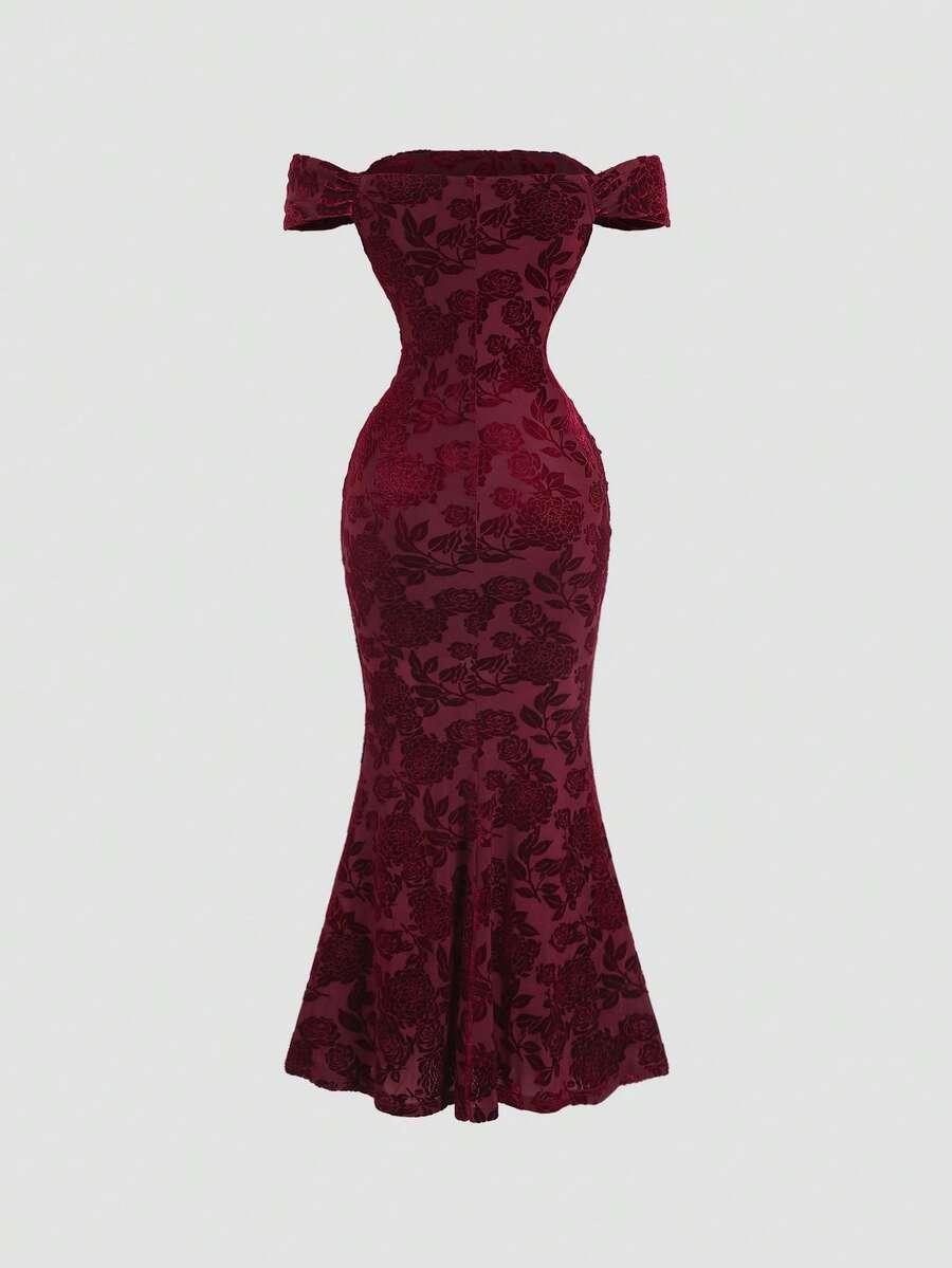 SHEIN CZERWONA SUKIENKA WZÓR KWIATY S09__XS