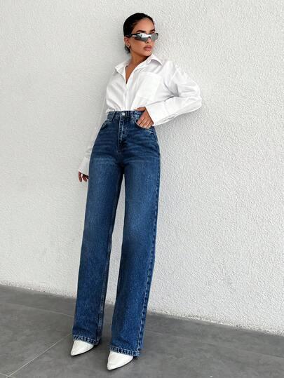SHEIN NIEBIESKIE SPODNIE JEANS S06__XS