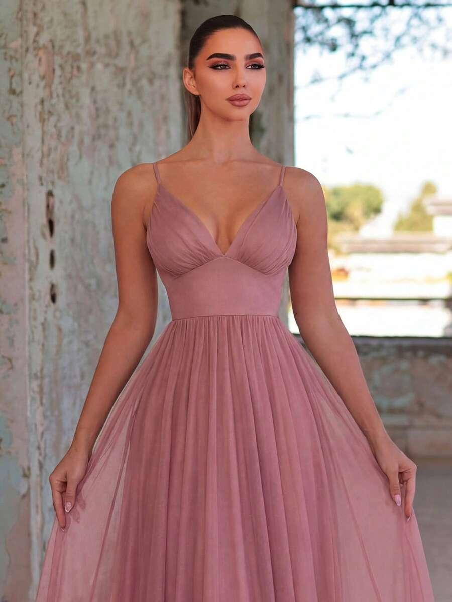 FAERIESTY RÓŻOWA MAXI SUKIENKA S06__M