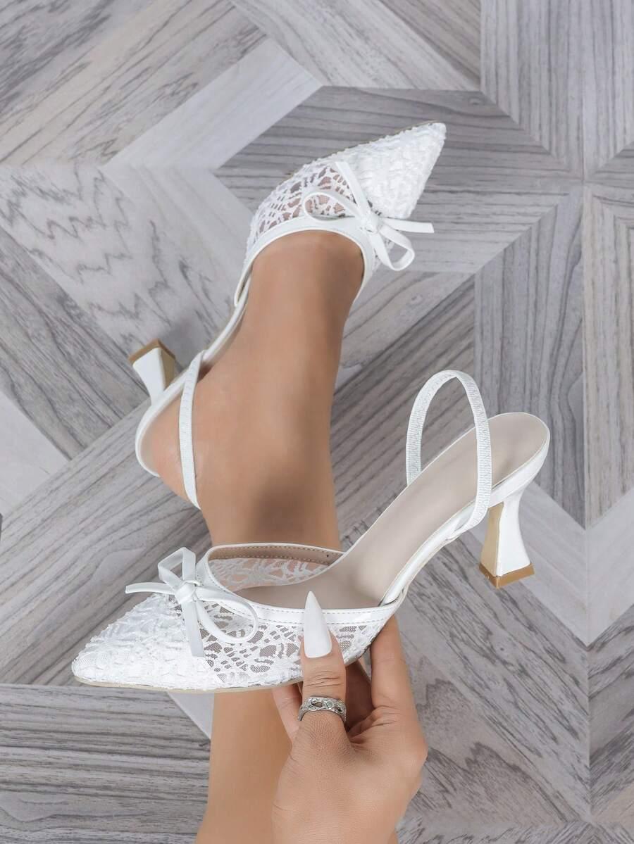 SHEIN KORONKOWE BIAŁE CZÓŁENKA SZPIC KOKARDY PK01__38