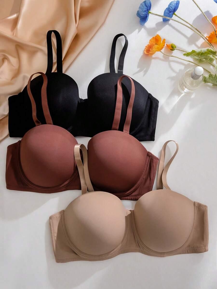 SHEIN BRĄZOWY BIUSTONOSZ FISZBINY S09__85B