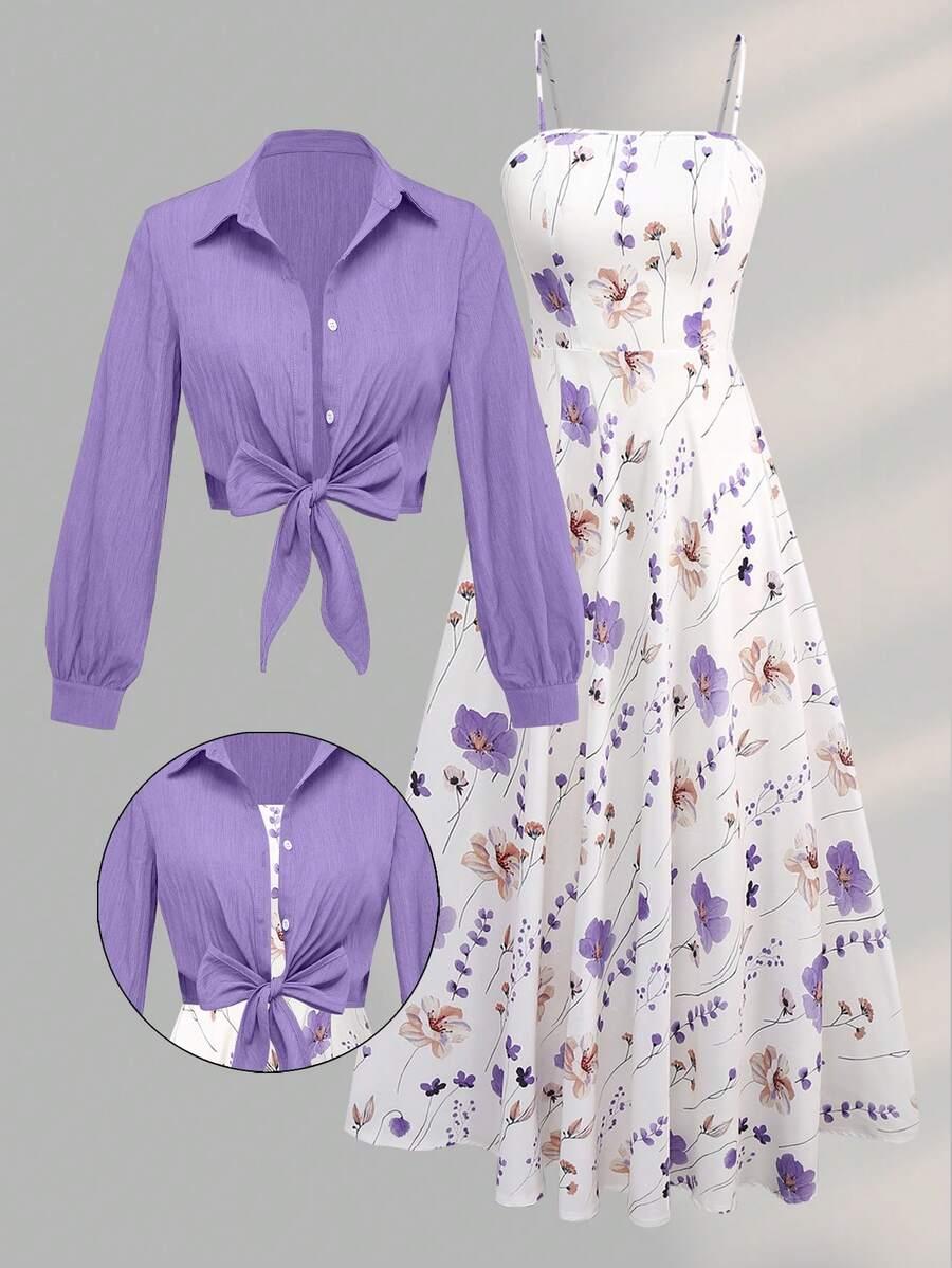 SHEIN KOMPLET SUKIENKA KOSZULA S09__L