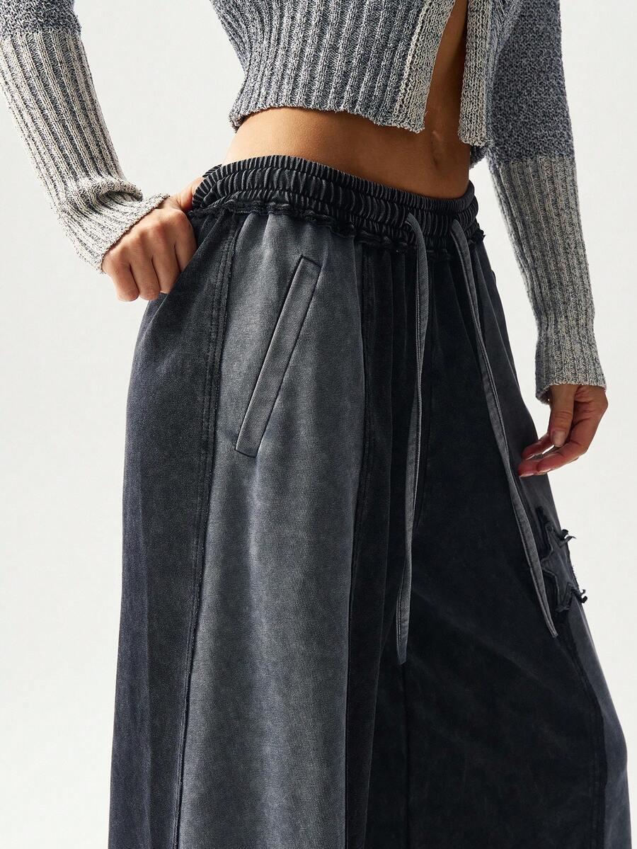 SHEIN SZEROKIE SPODNIE DRESOWE GWIAZDY PK01__L