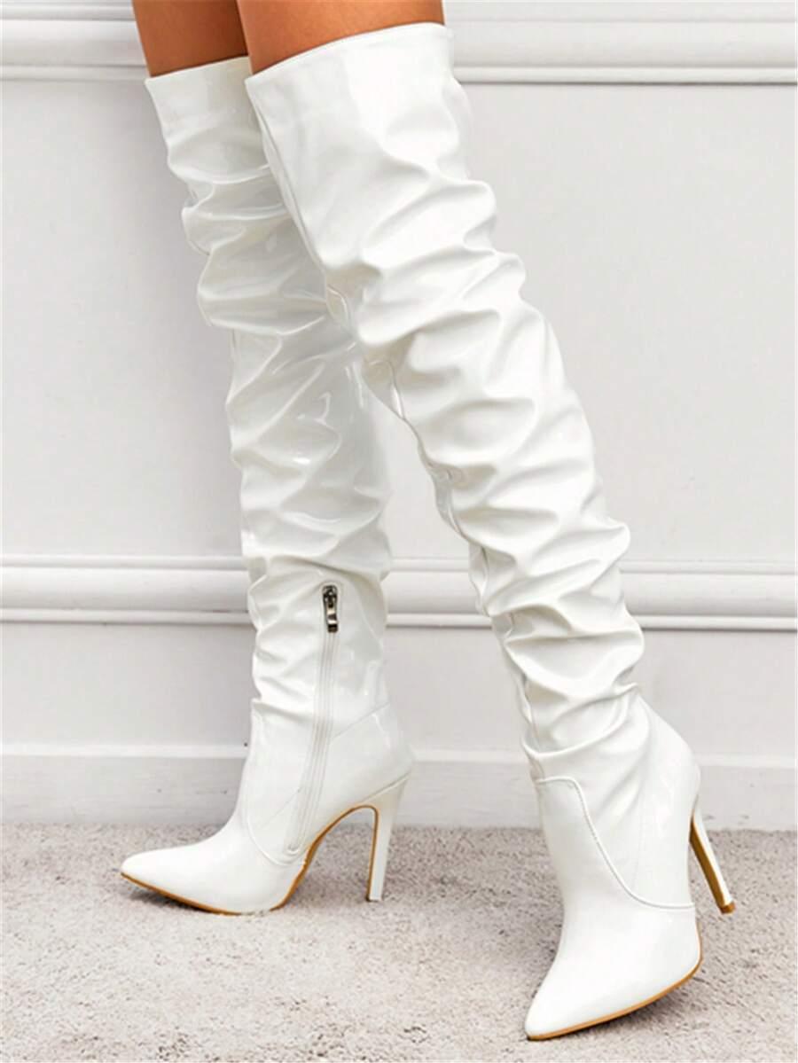 SHEIN BIAŁE KOZAKI NA OBCASIE W01__39,5