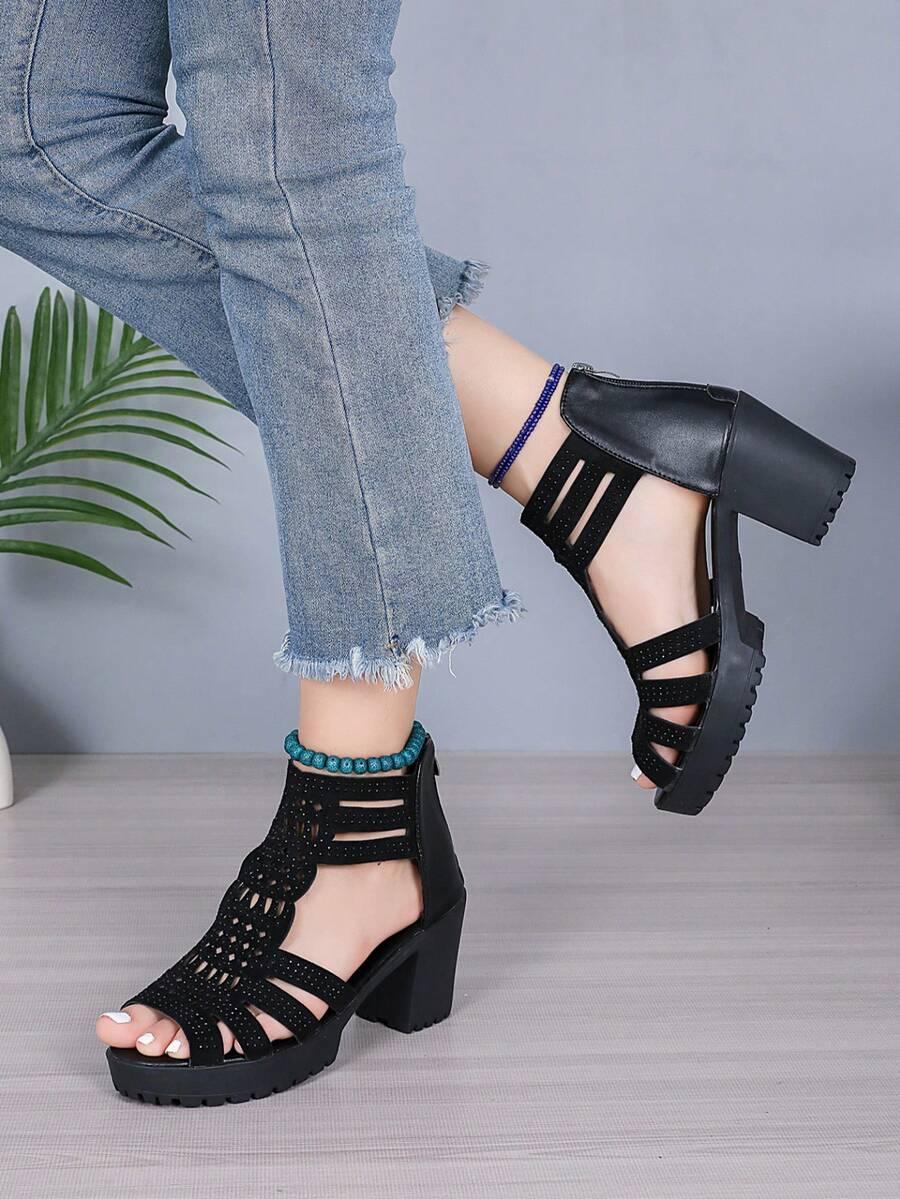 SHEIN CZARNE SANDAŁY OBCAS S06__38