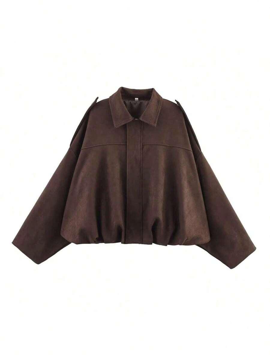 SHEIN BRĄZOWA KURTKA BOMBER S06__L