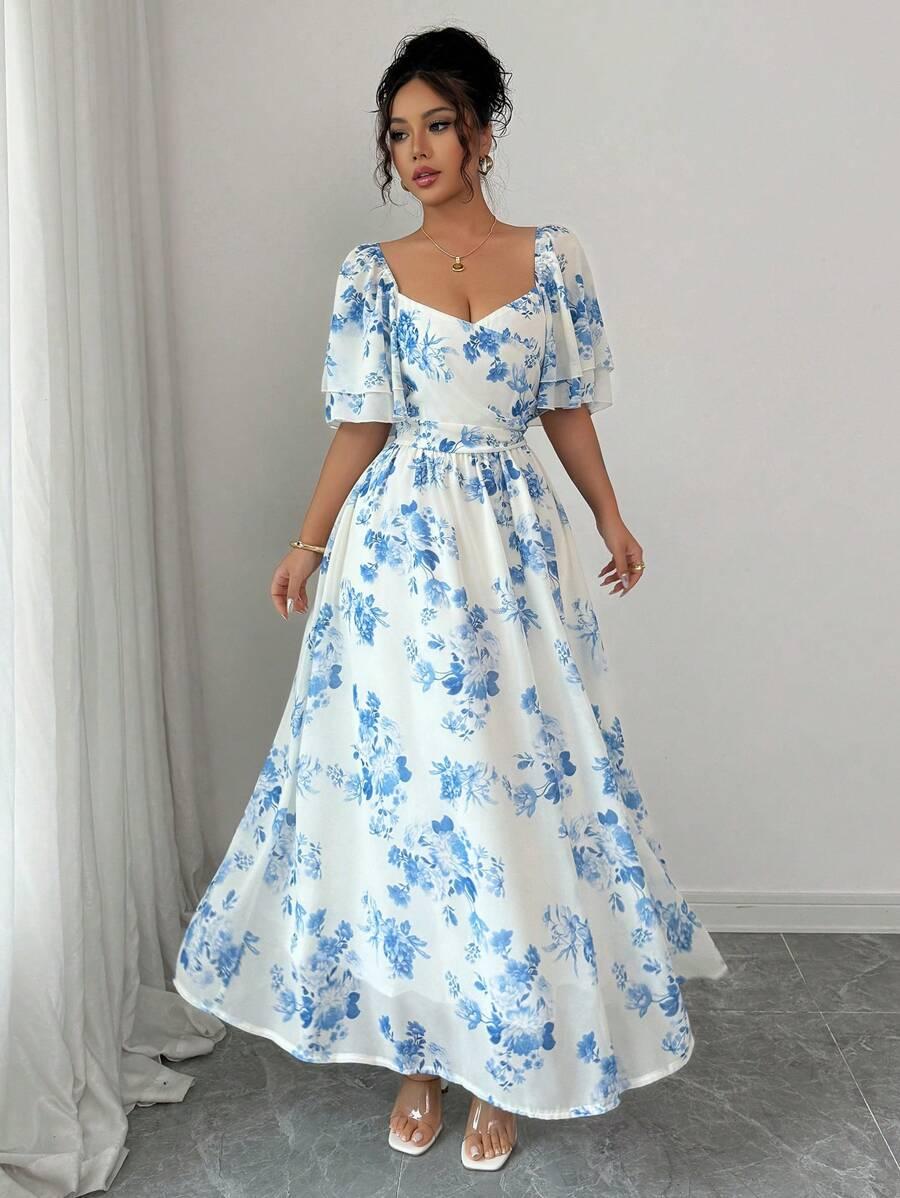 SHEIN MAXI SUKIENKA KWIATY S09__L