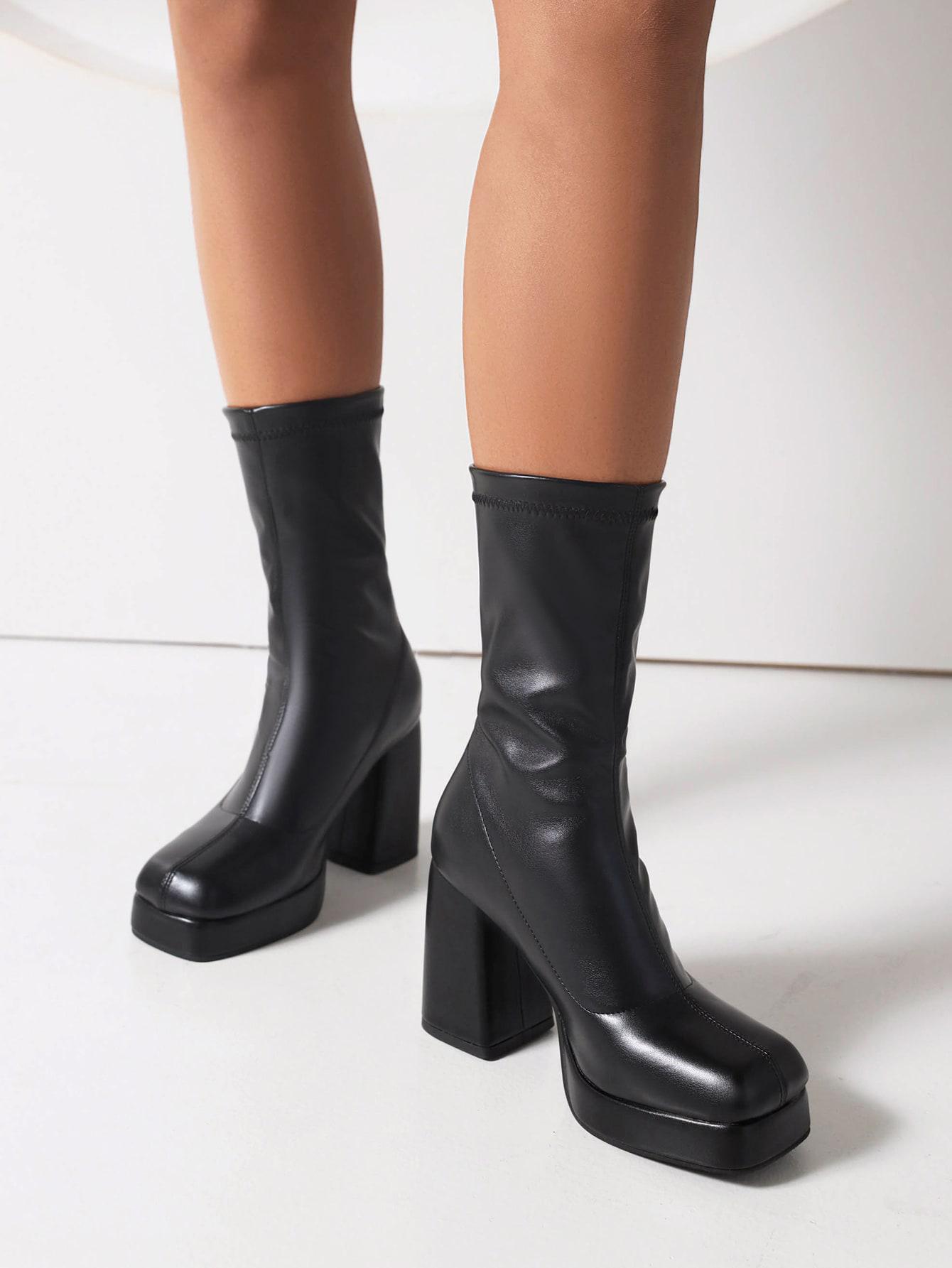 SHEIN CZARNE KOZAKI IMITACJA SKÓRY W01__39