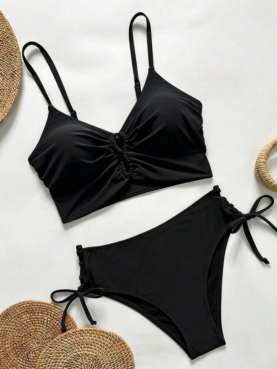 SHEIN CZARNY DWUCZĘŚCIOWY STRÓJ KĄPIELOWY S06__XL