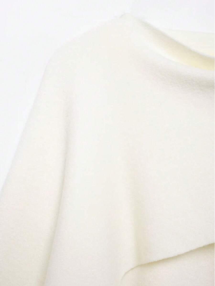 SHEIN KREMOWE PONCZO ASYMETRYCZNE S06__L