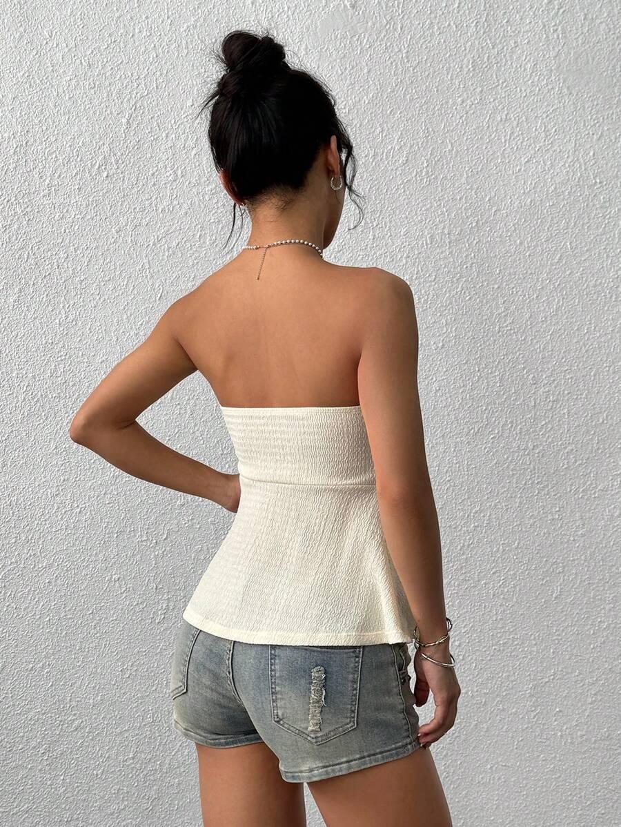 SHEIN KREMOWY TOP BEZ RĘKAWÓW S06__S