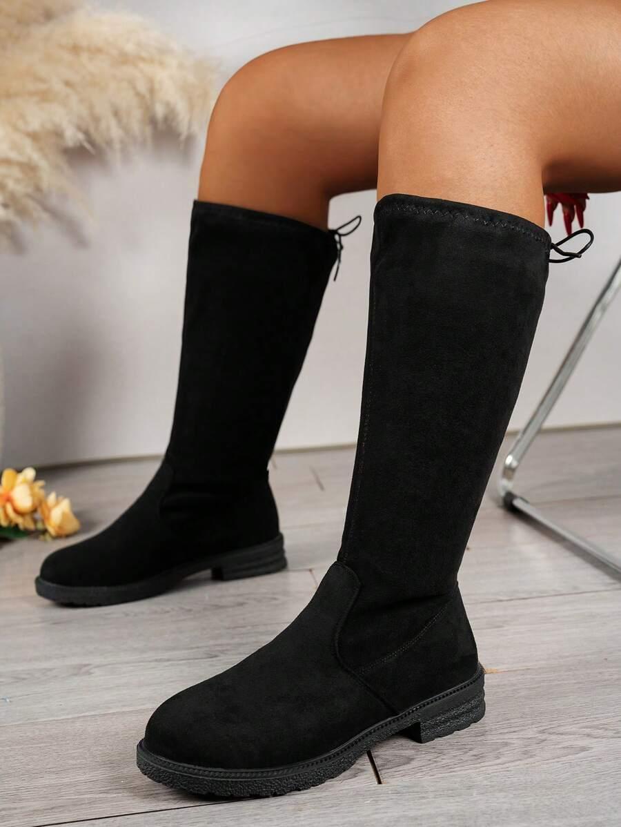 SHEIN CZARNE KOZAKI IMITACJA ZAMSZU W01__42