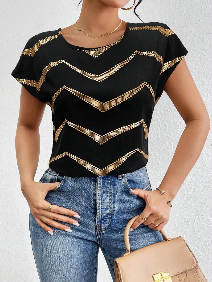 SHEIN CZARNA BLUZKA ZDOBIENIE S06__XL