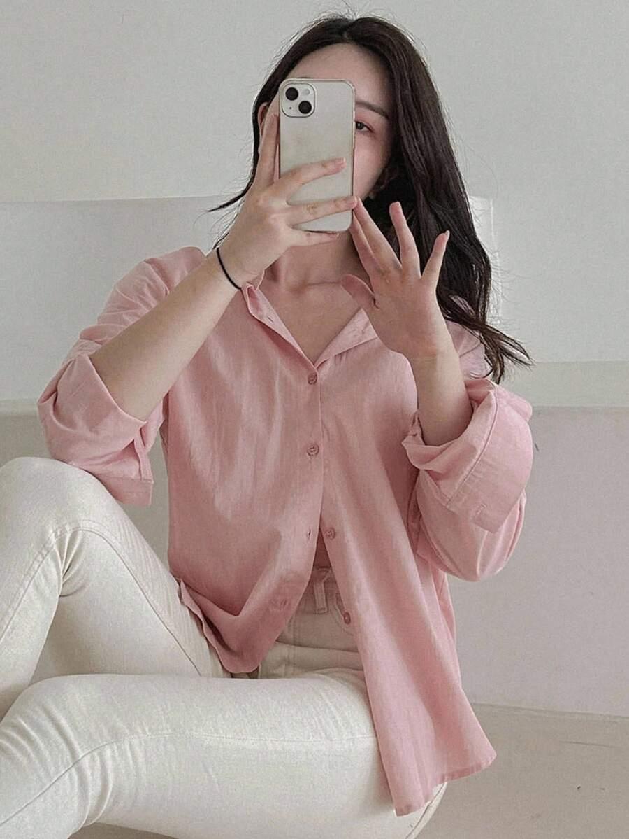 SHEIN RÓŻOWA KOSZULA KOŁNIERZYK PK01__S