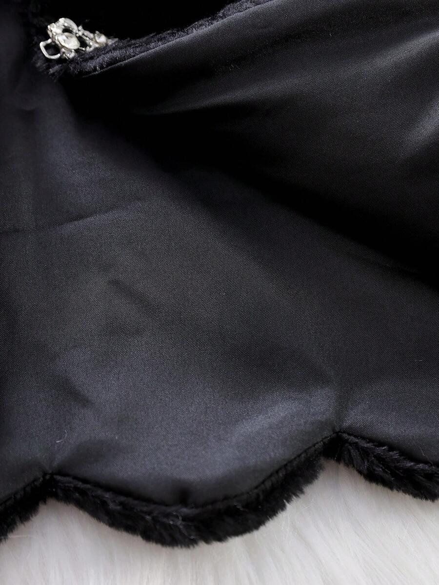 SHEIN CZARNA NARZUTKA SZTUCZNE FUTERKO W01__116-122