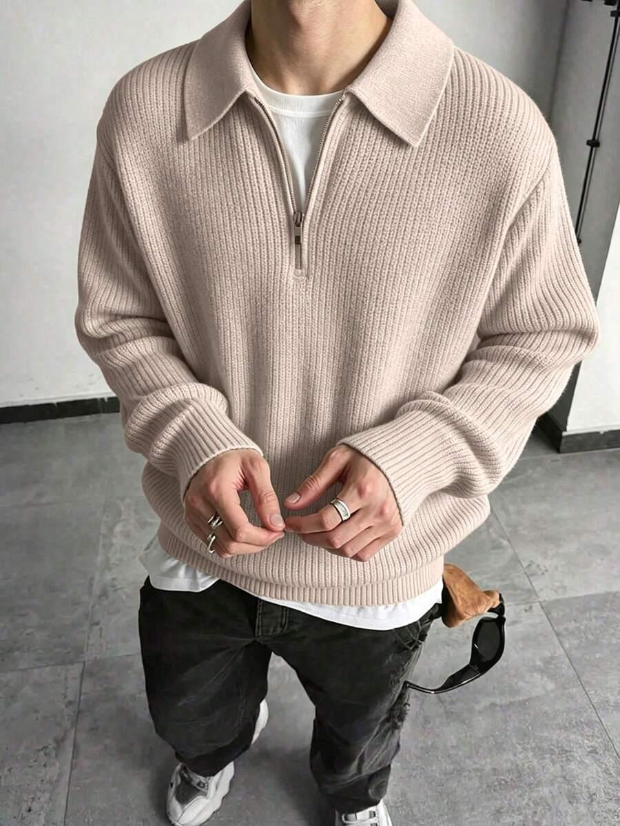 SHEIN BEŻOWY SWETER ZAMEK S06__166